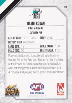 2011 Select AFL Champions #128 David Rodan Back